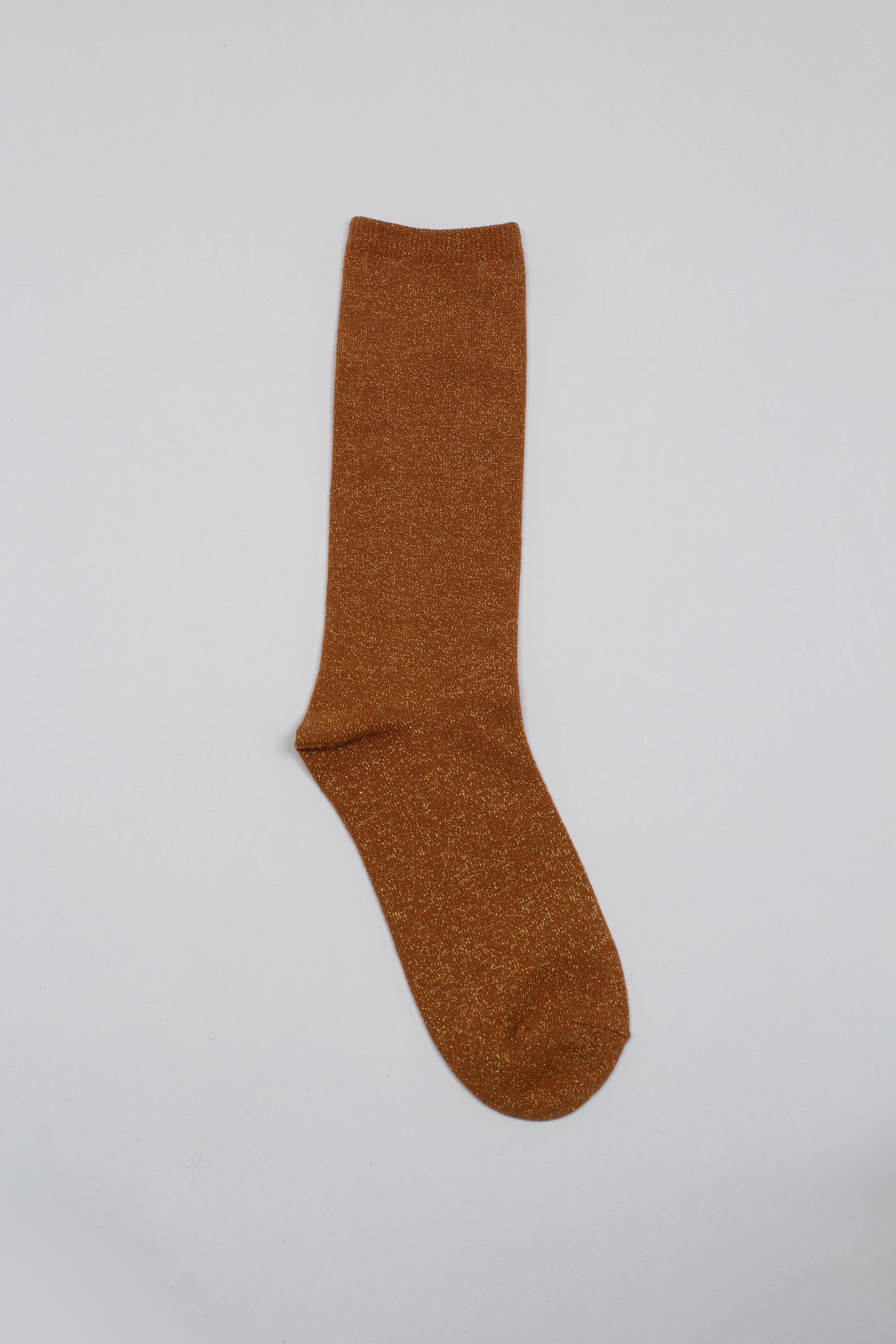Mustard metallic smooth top long socks_3