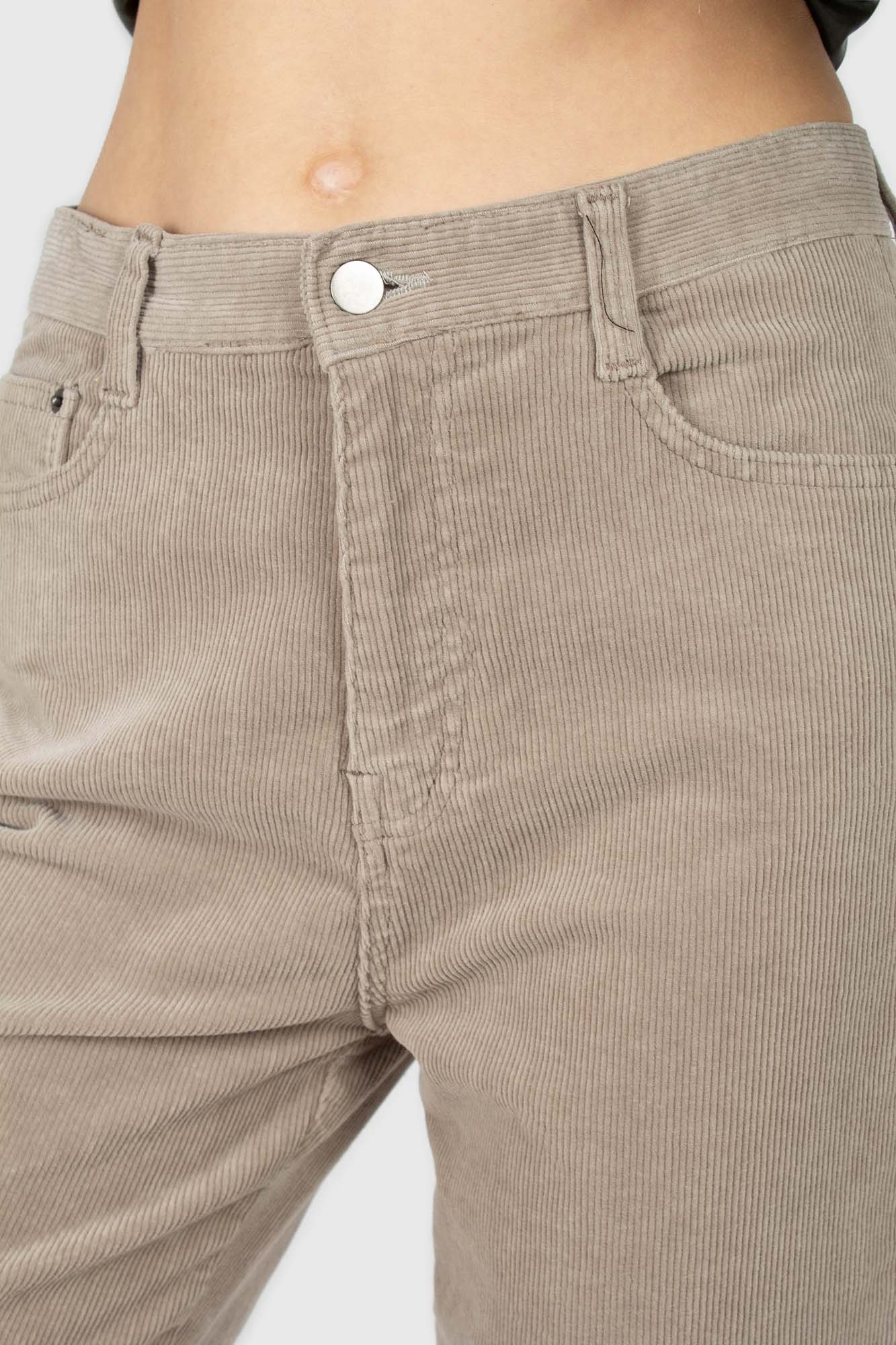 Beige micro corduroy loose fit trousers - 2314_2