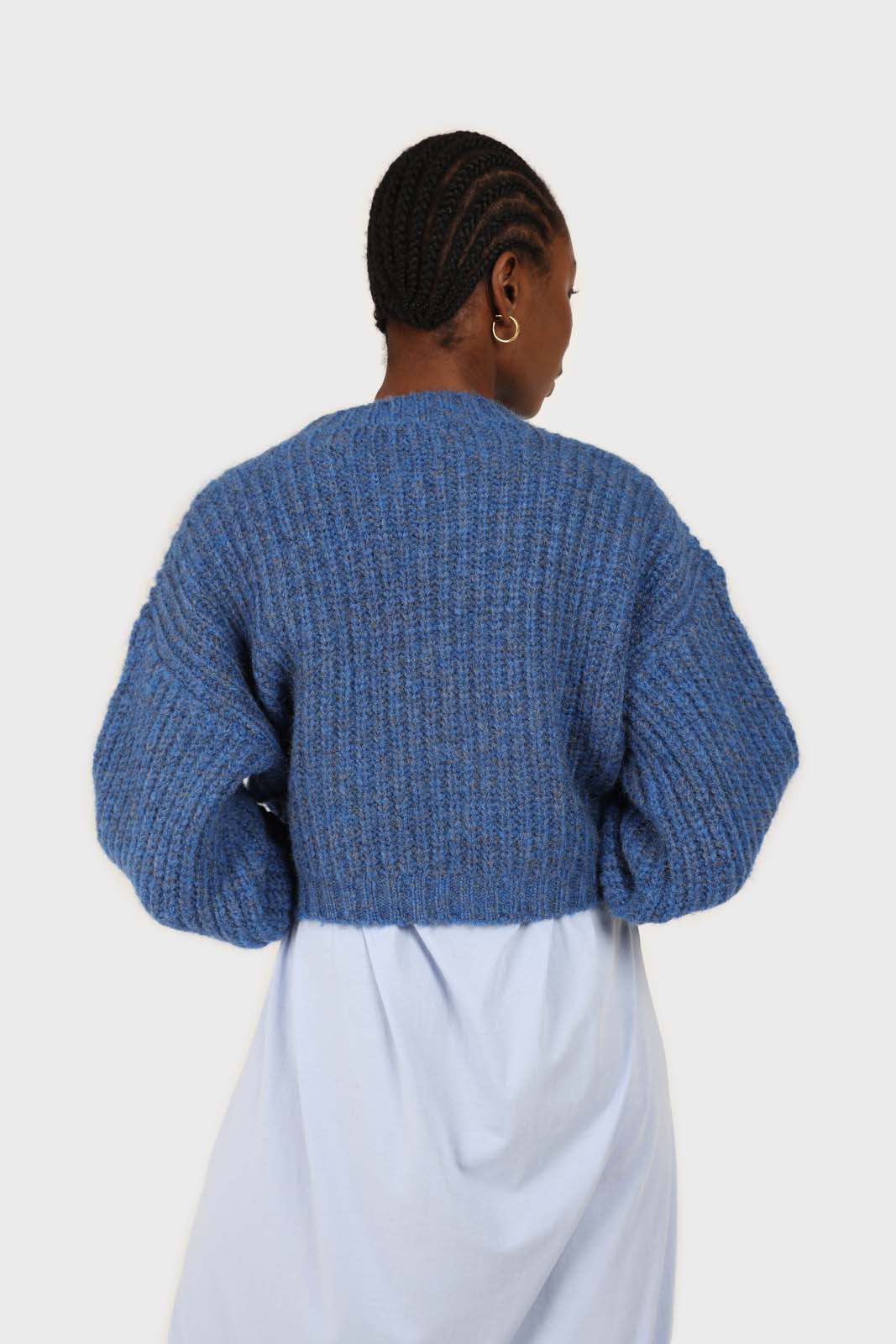 Blue flecked chunky knit cropped jumper_2