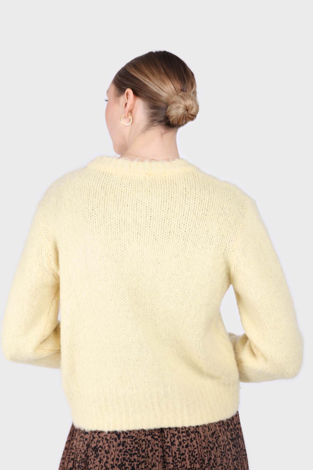 Yellow brush textured crew neck jumper_3