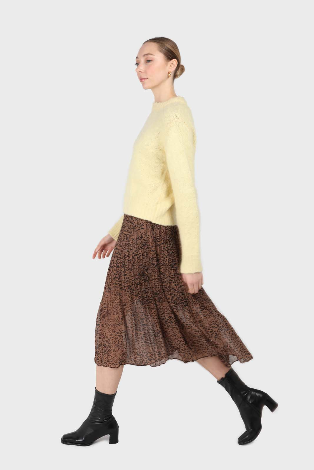 Yellow brush textured crew neck jumper_7