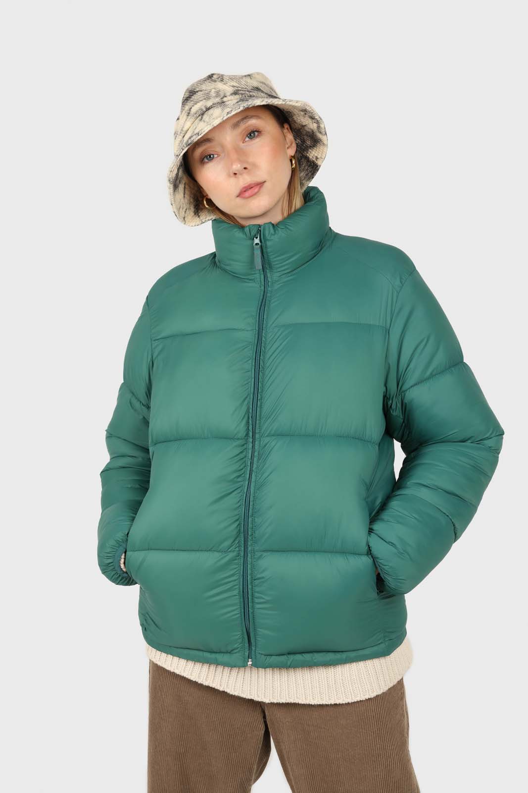 Teal thick classic puffer jacket_1