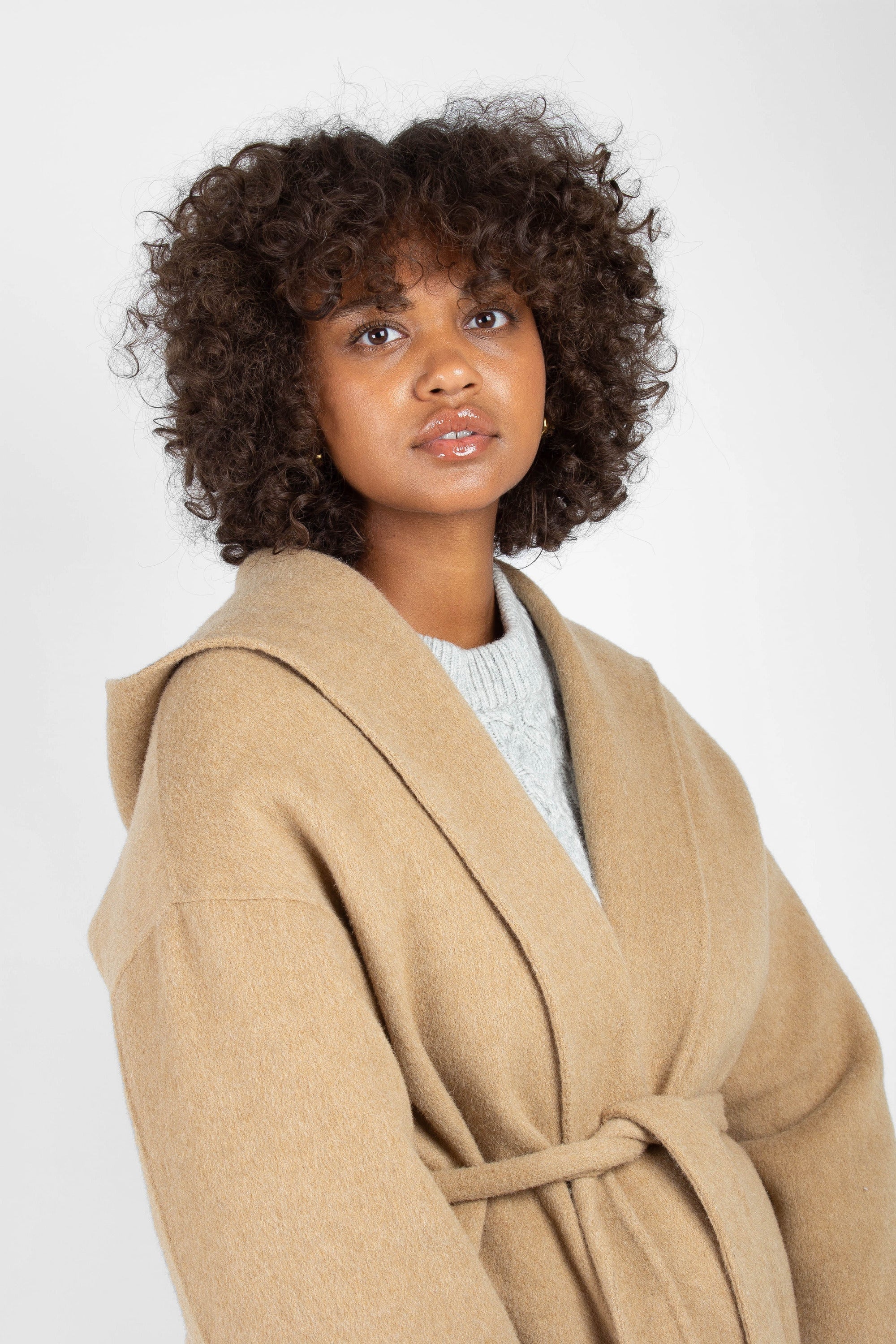 Camel wool handmade hooded long coat_6
