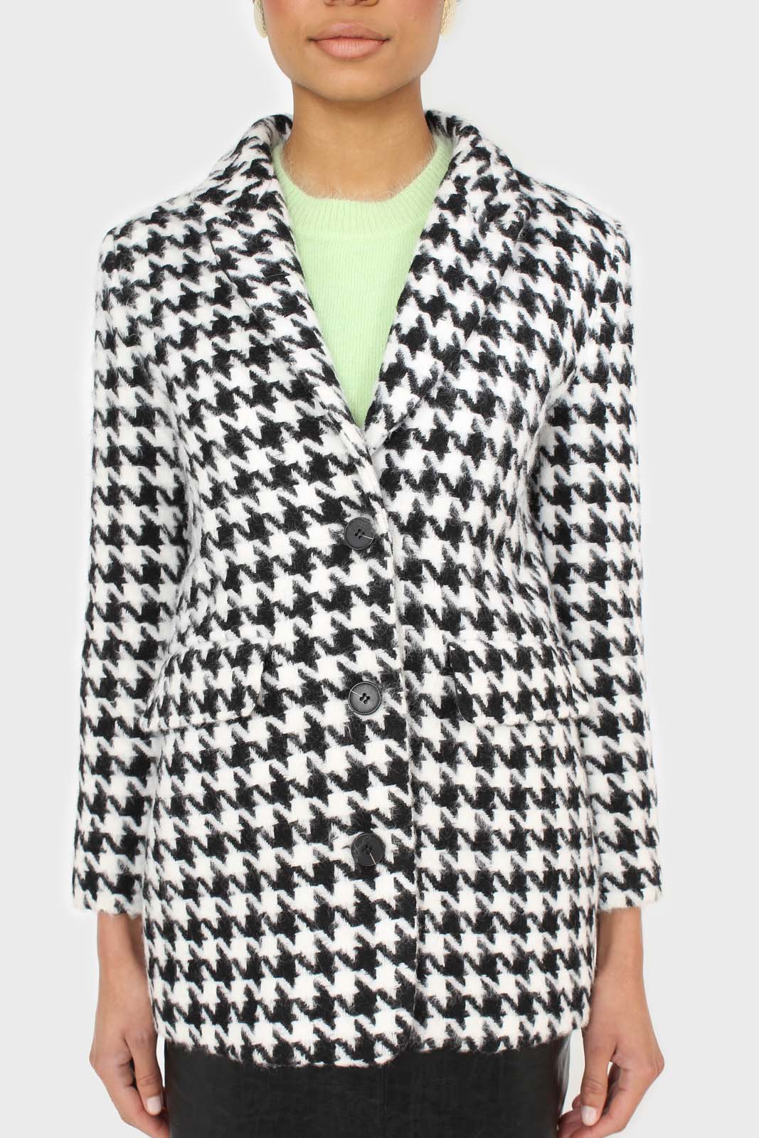 Black and white large houndstooth wool blazer_6