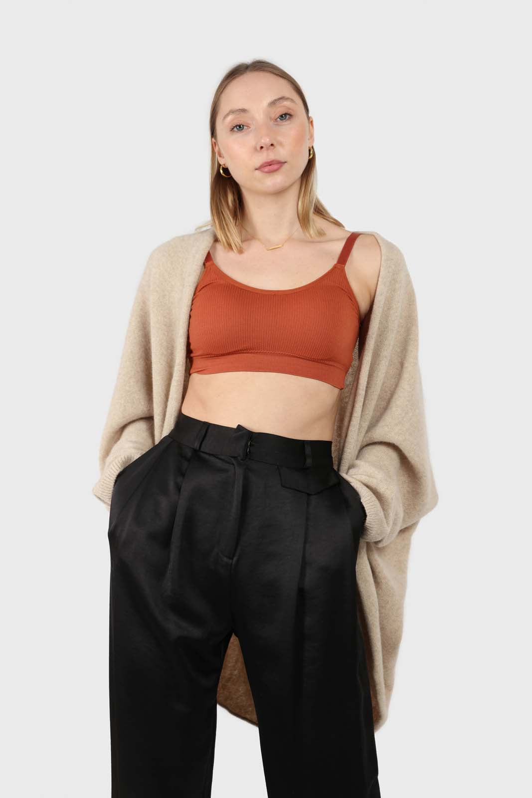 Oatmeal wool alpaca soft open cardigan_2