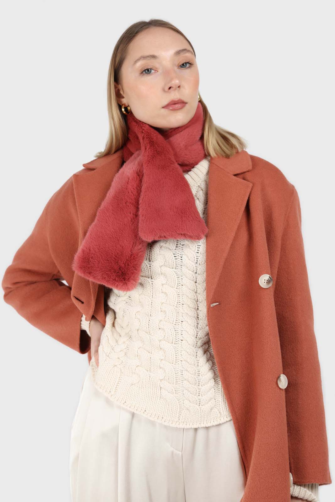 Dusty orange double breasted handmade wool coat_3