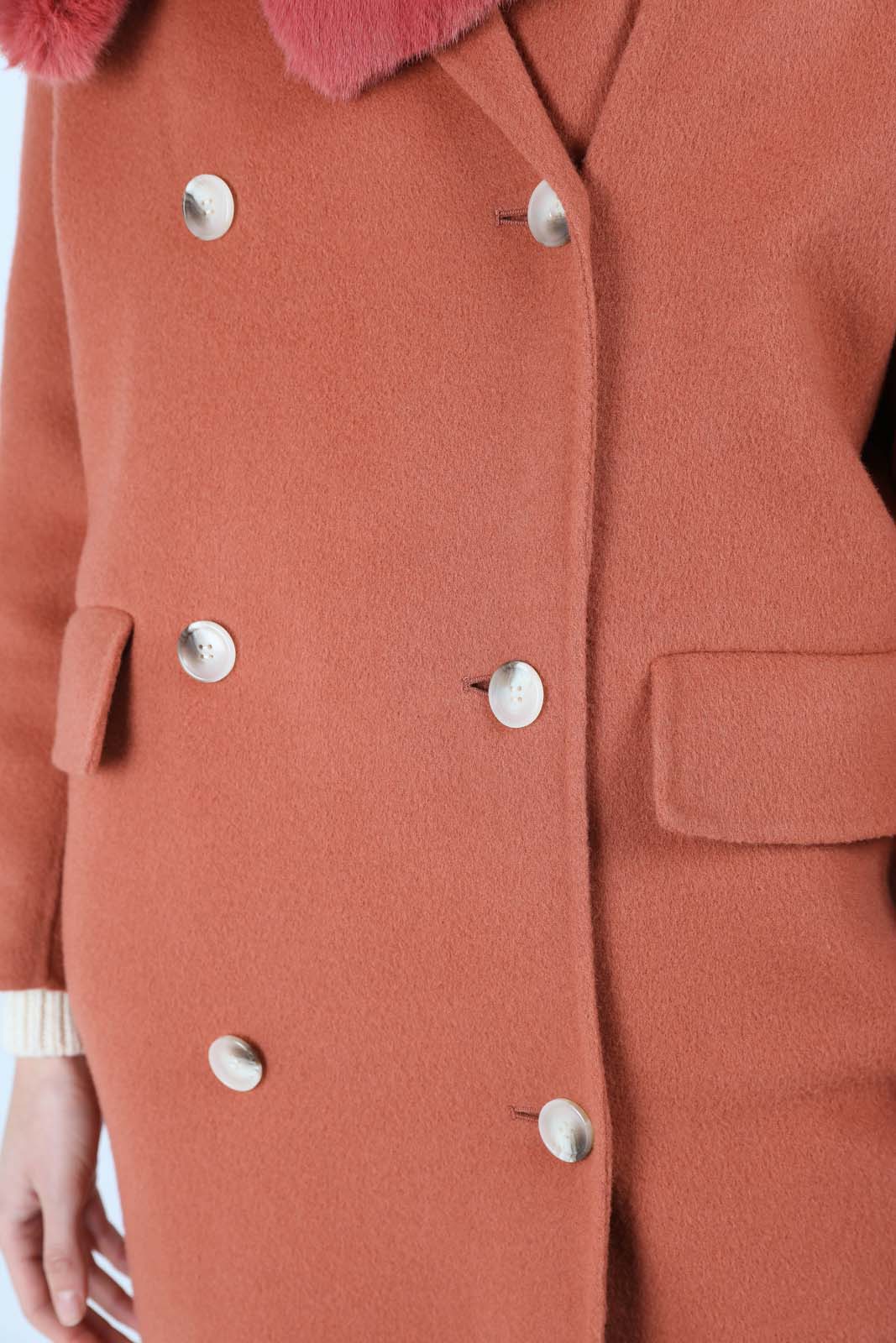 Dusty orange double breasted handmade wool coat_6