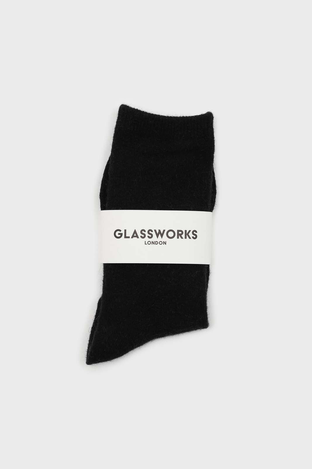 Black smooth wool long socks_3