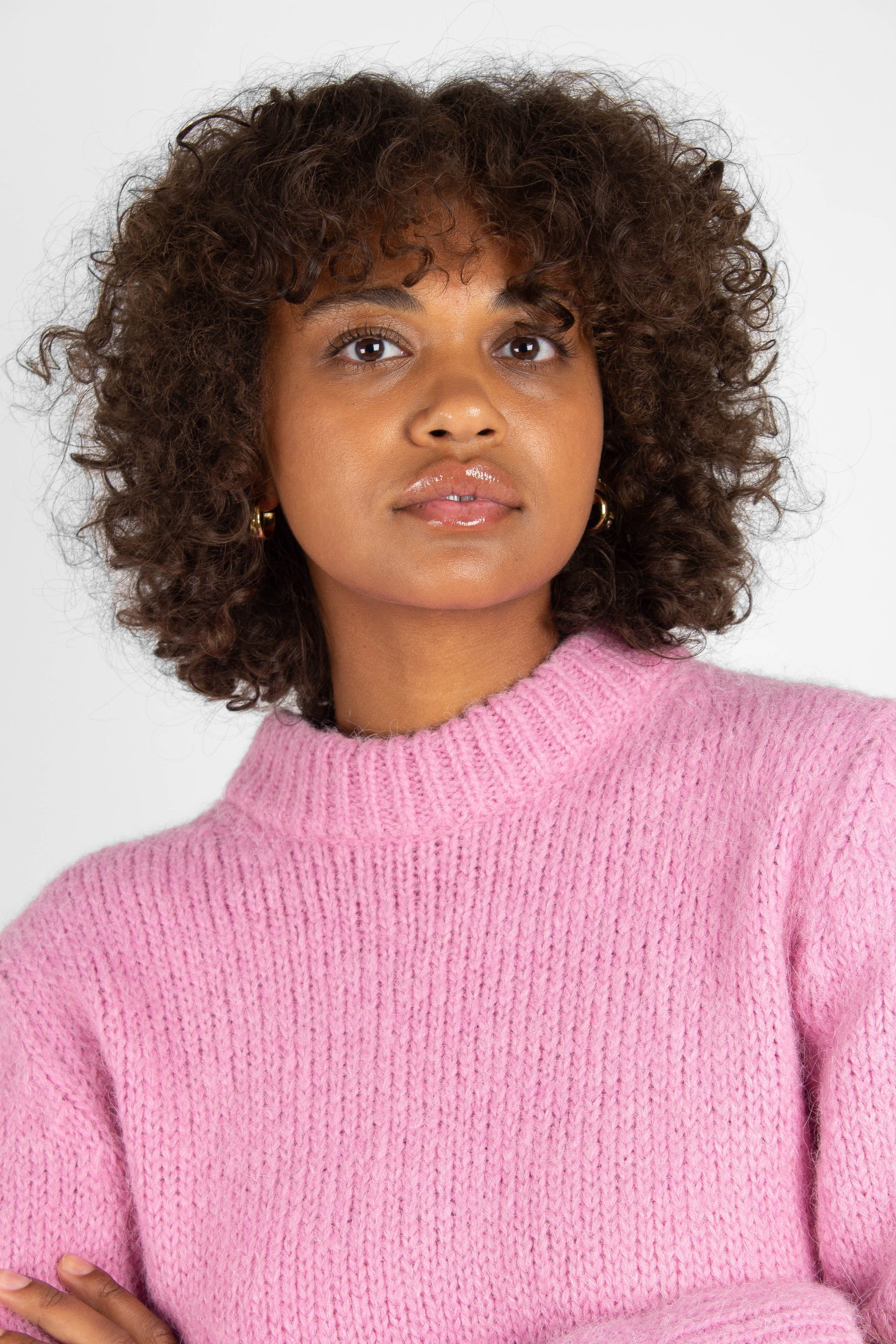 Bright pink high crew neck alpaca jumper_9