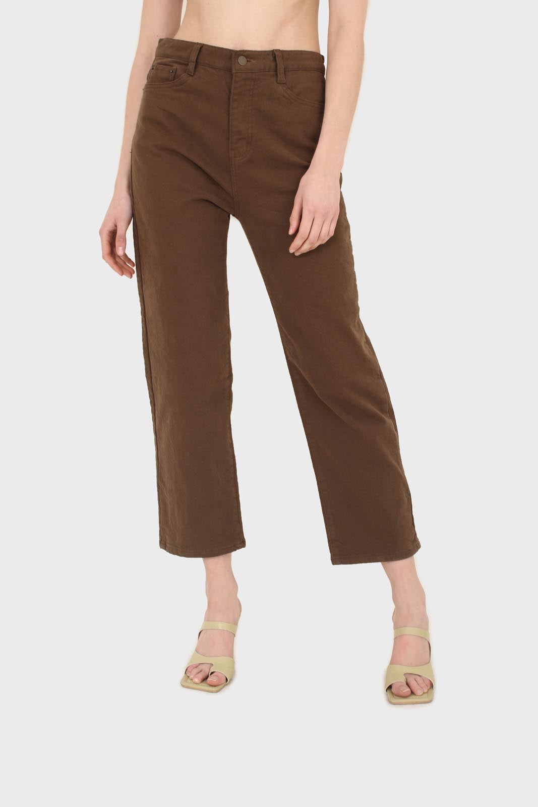 Brown soft touch mom jeans - 200_1