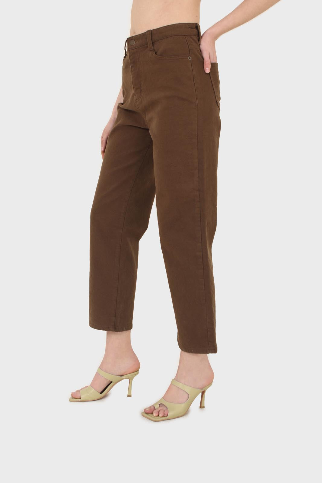 Brown soft touch mom jeans - 200_3