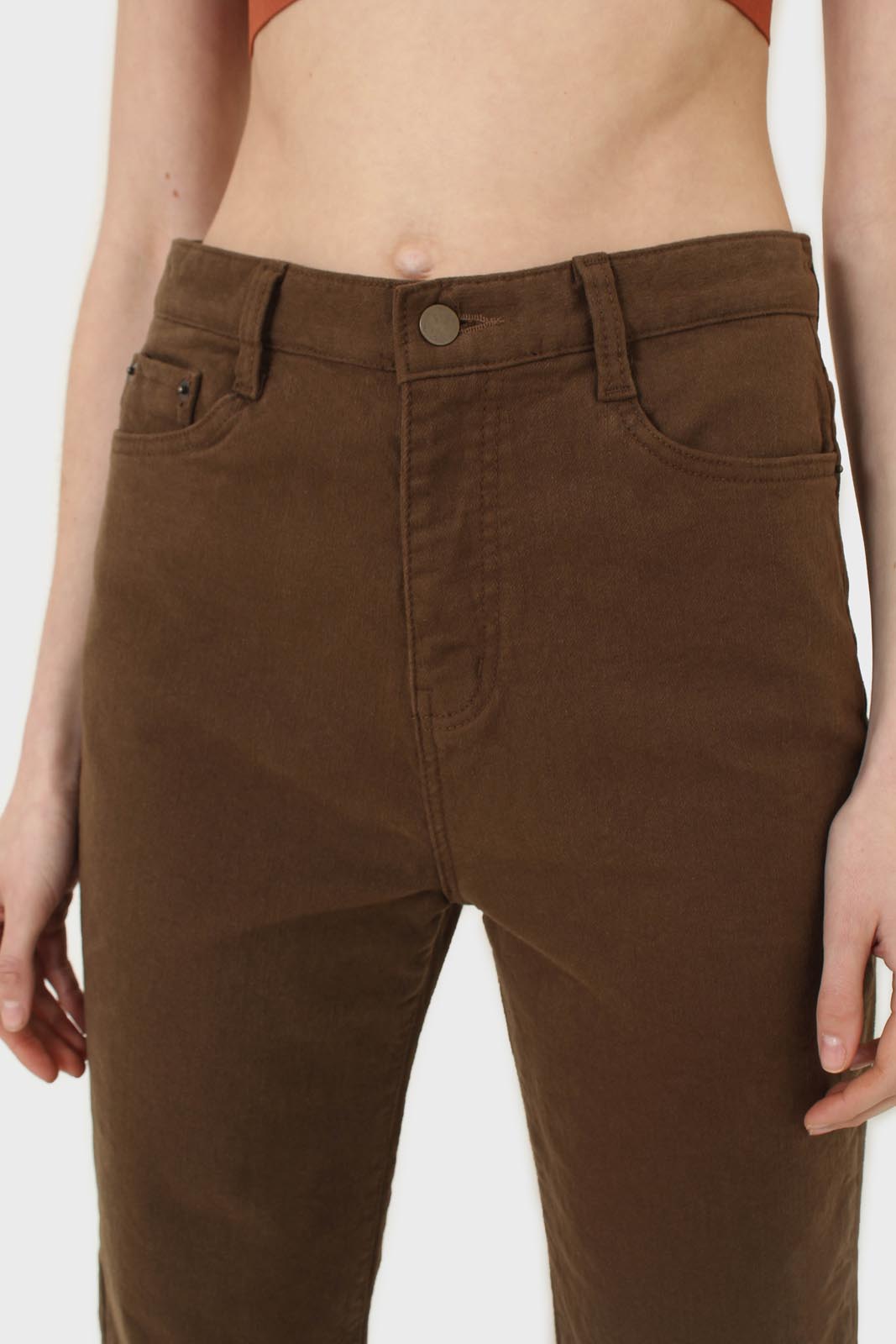 Brown soft touch mom jeans - 200_6