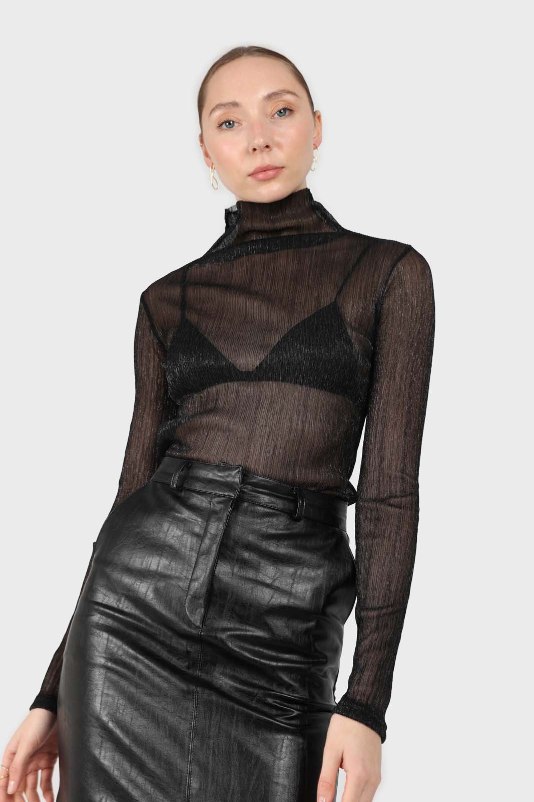 Black metallic sheer turtleneck top_4