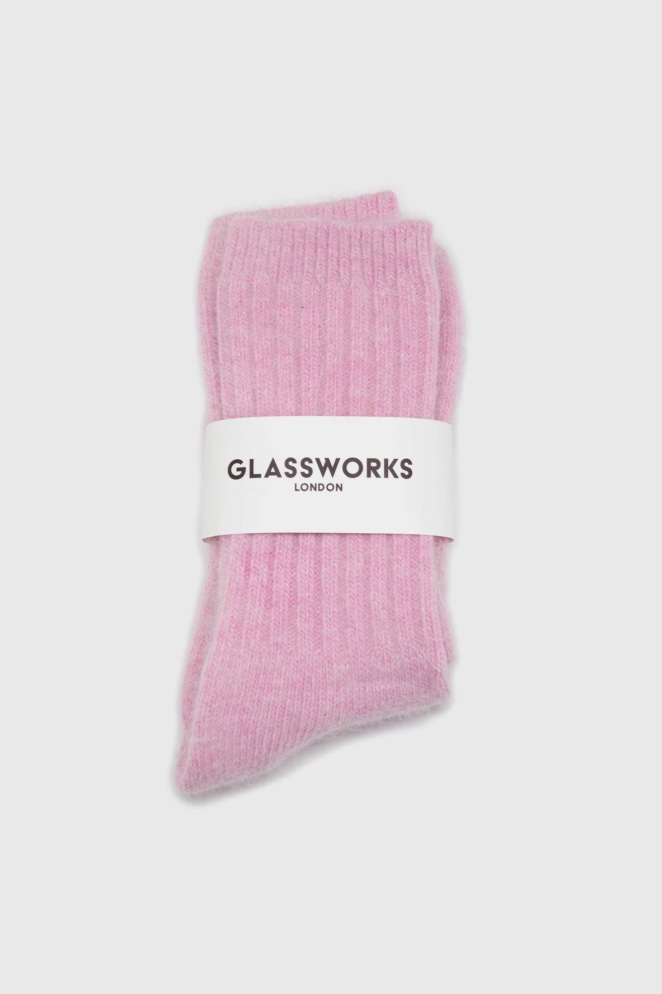 Pastel pink ribbed angora long socks_3