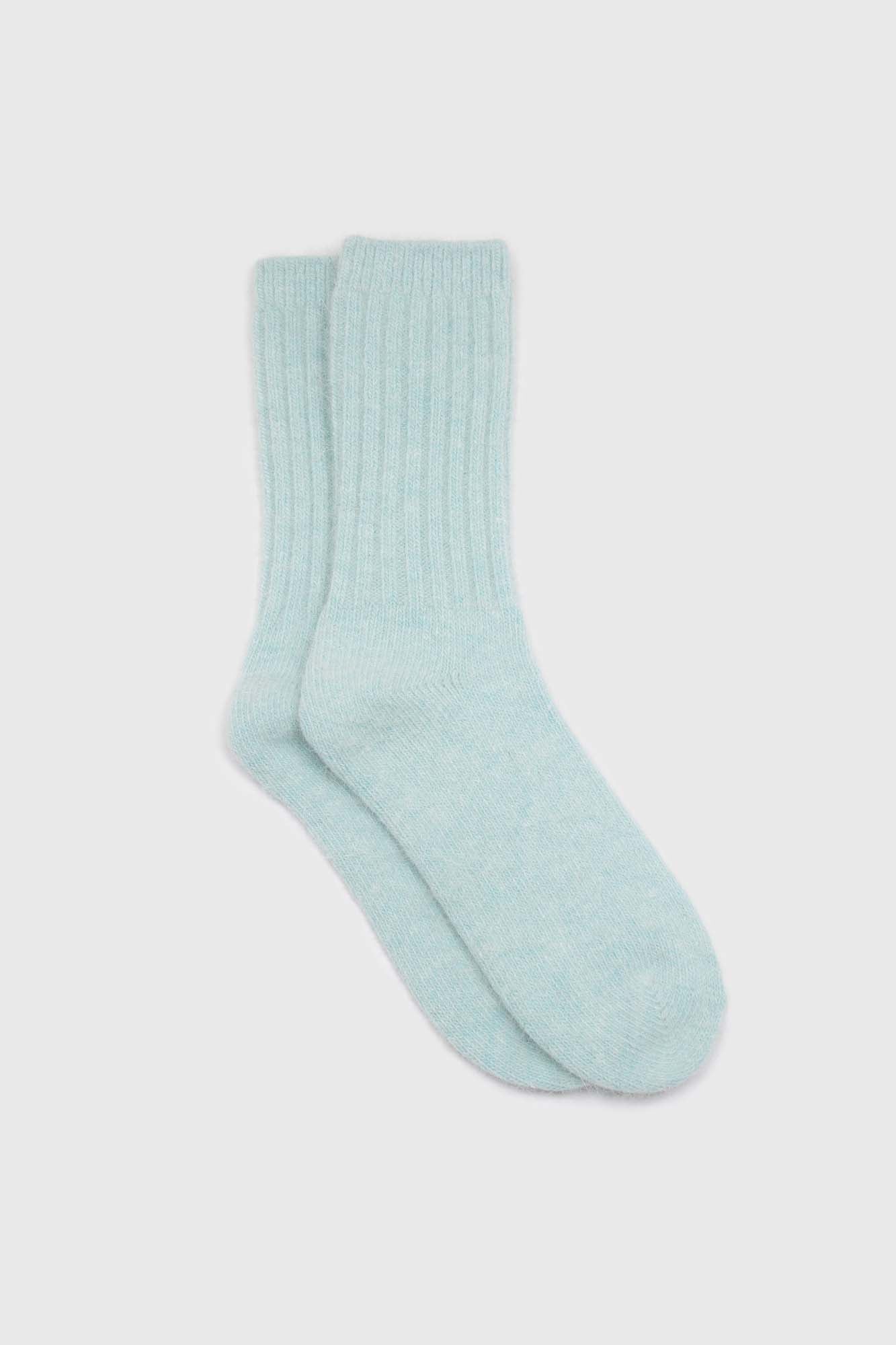 Mint green ribbed angora long socks_1
