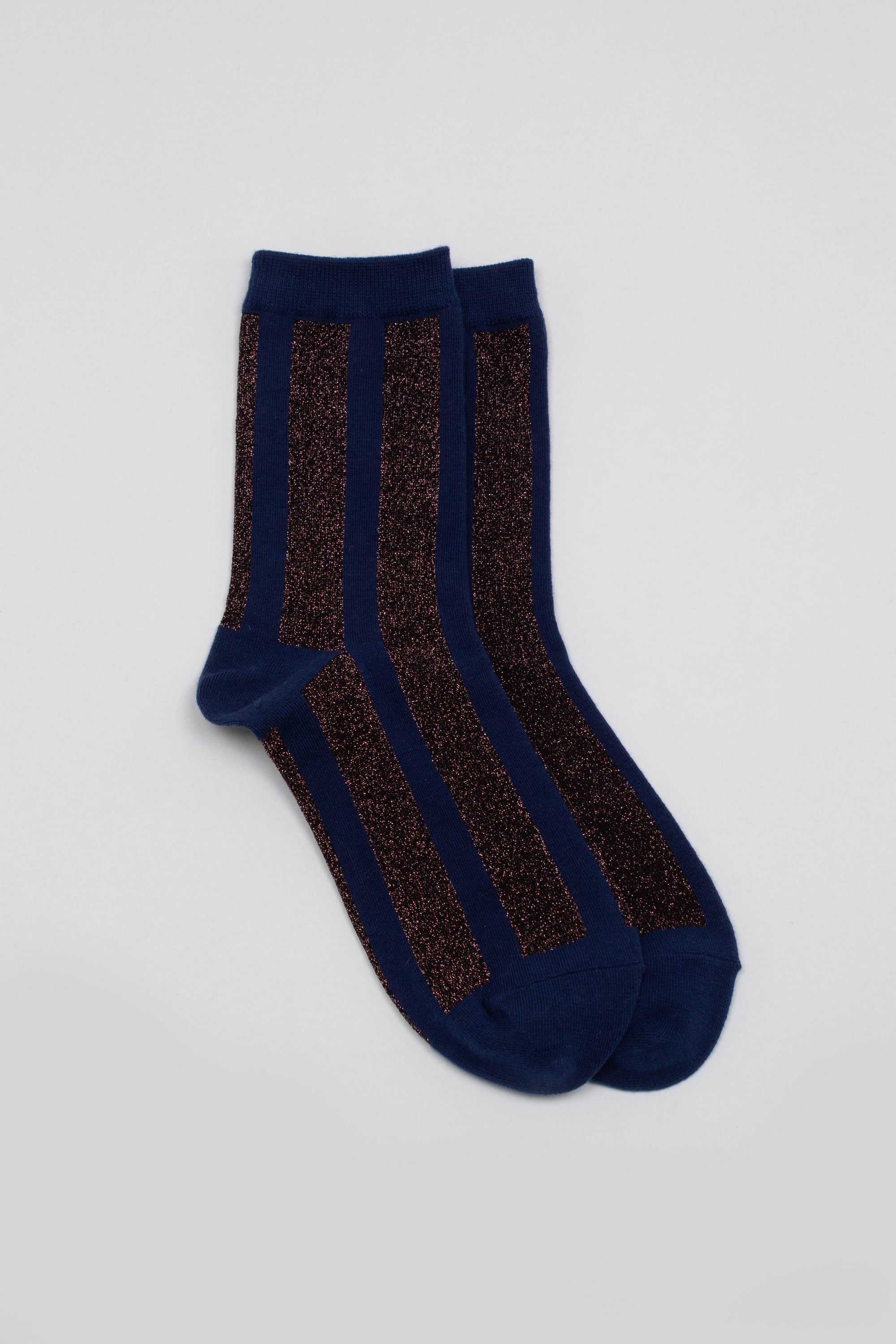 Blue and pink glitter vertical striped socks_8