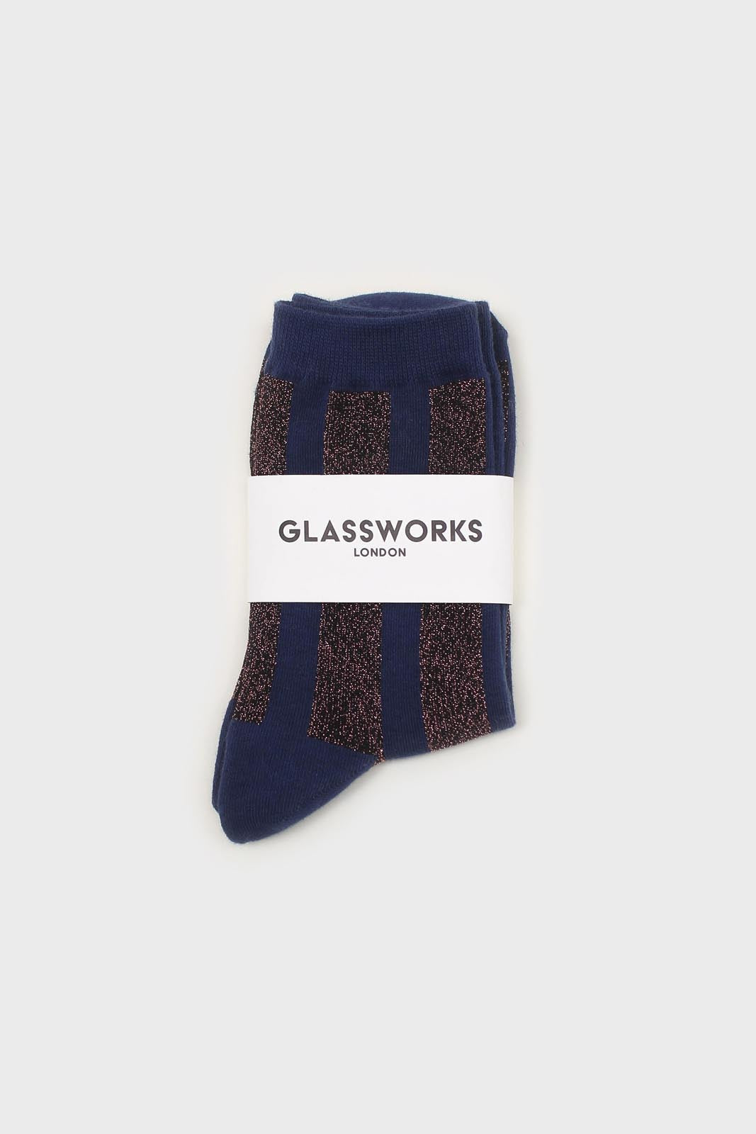 Blue and pink glitter vertical striped socks_3