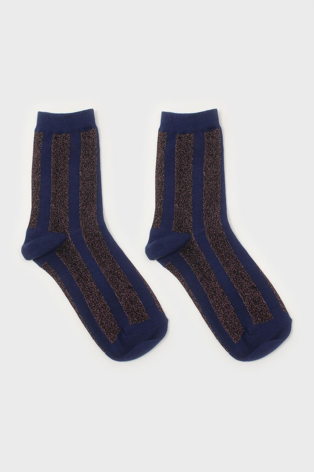 Blue and pink glitter vertical striped socks_4