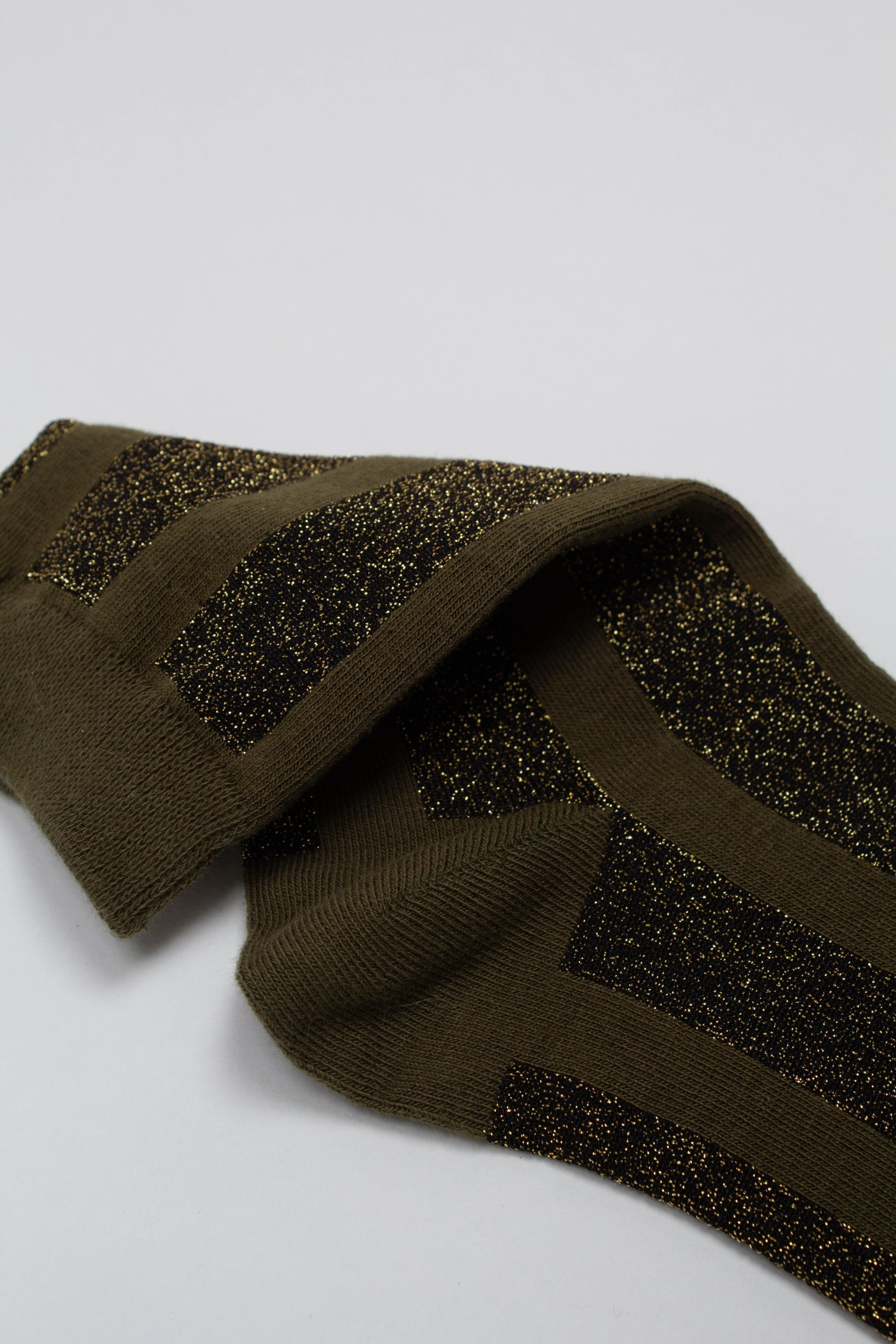Khaki and gold glitter vertical striped socks_8