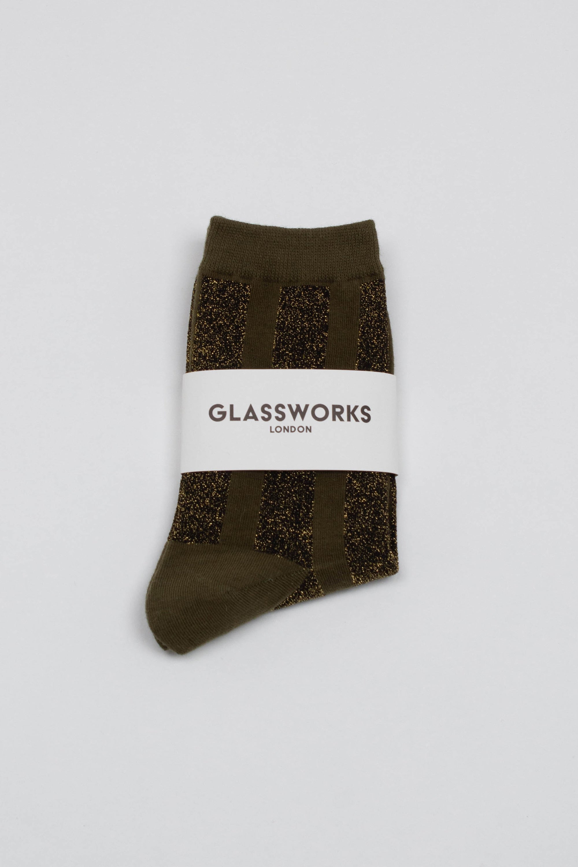 Khaki and gold glitter vertical striped socks_6