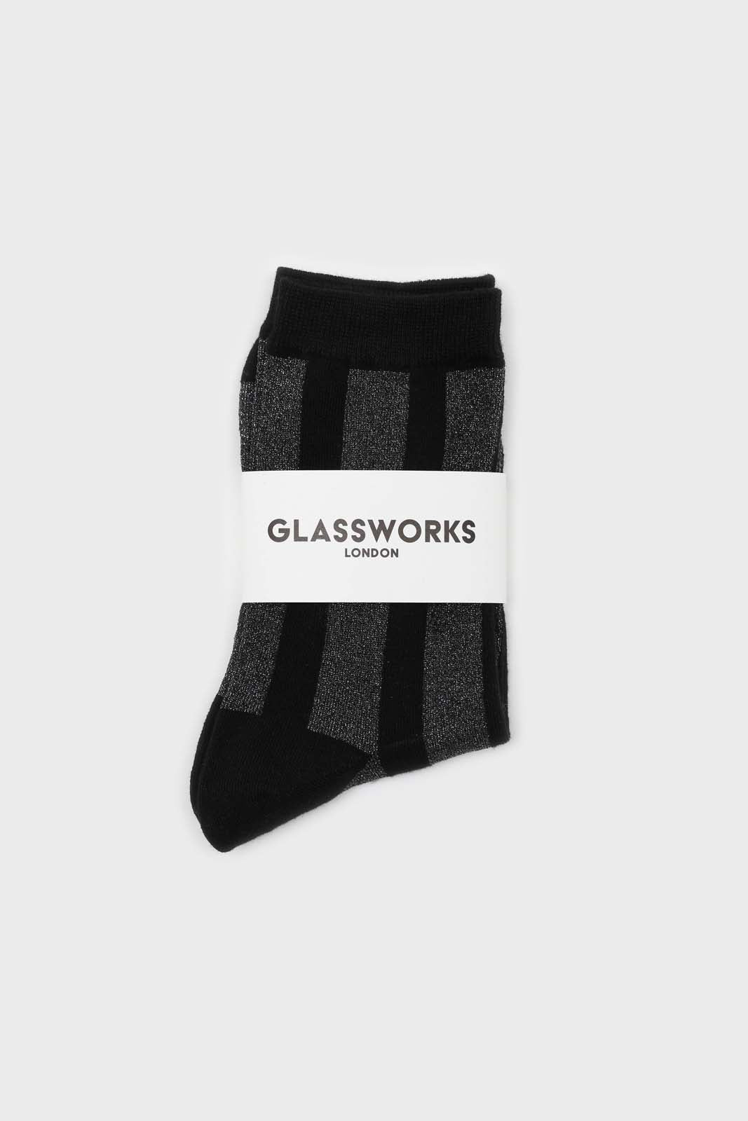 Black and silver glitter vertical striped socks_3