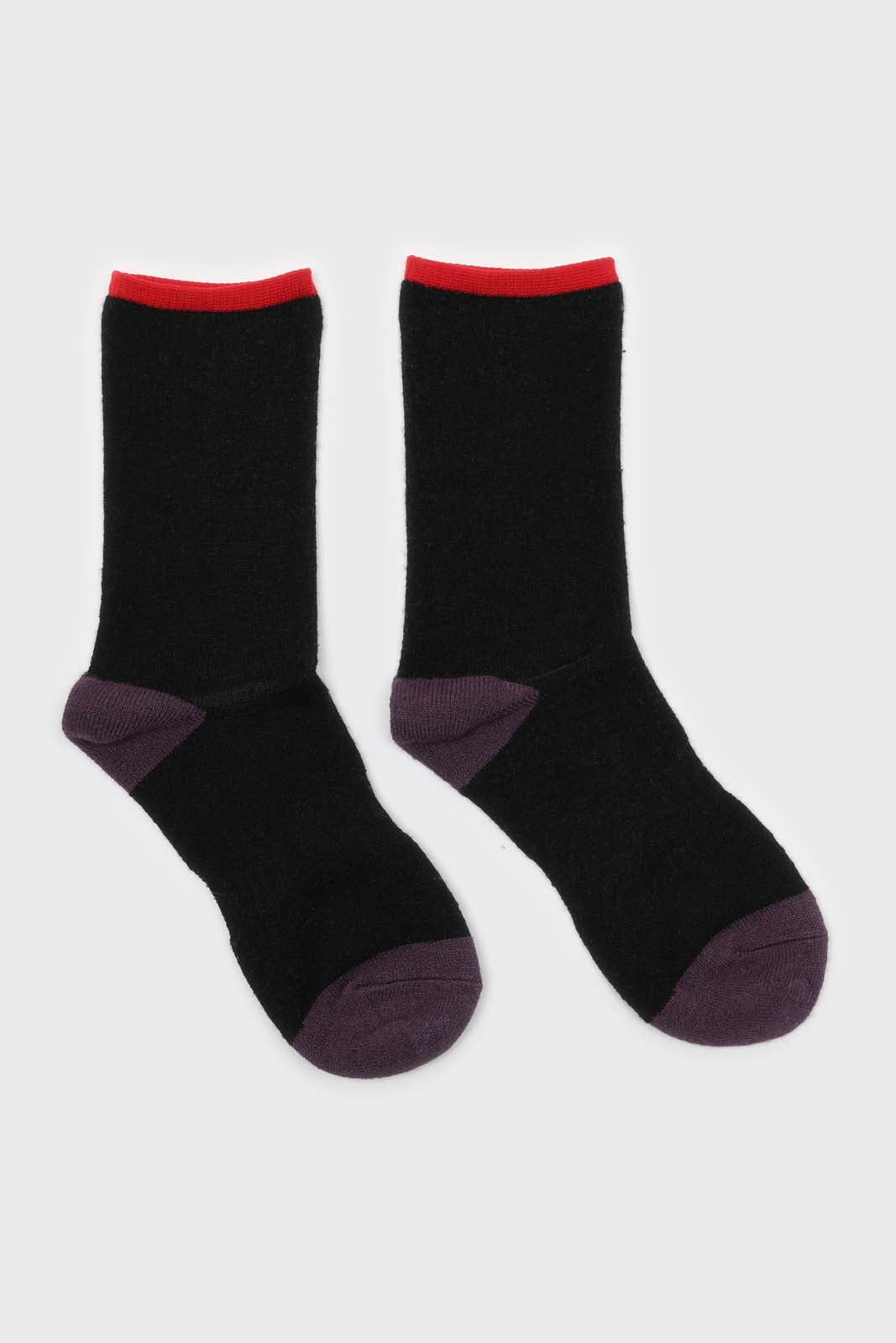 Black and violet colorblock fleck long socks_3