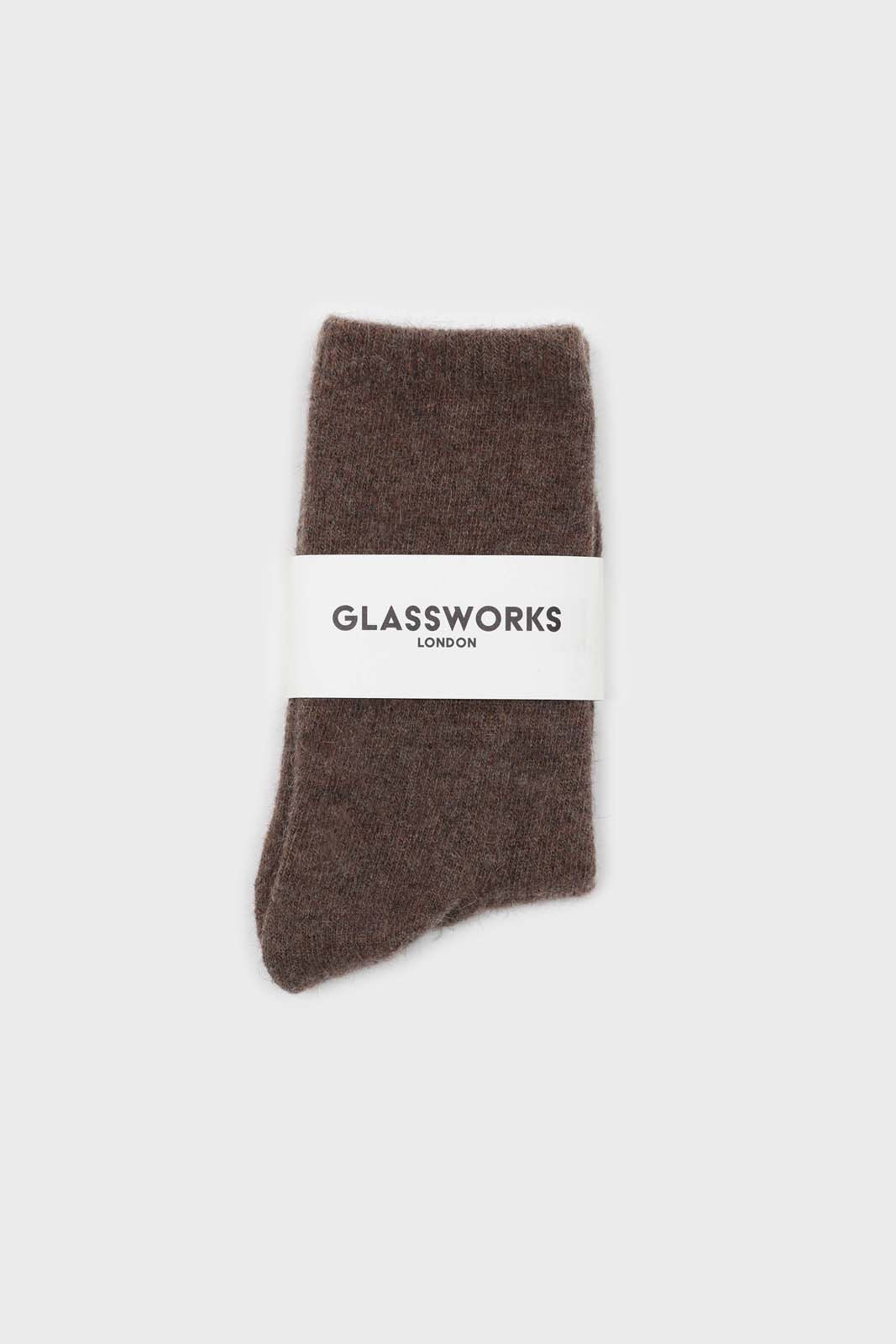 Brown smooth wool long socks_3