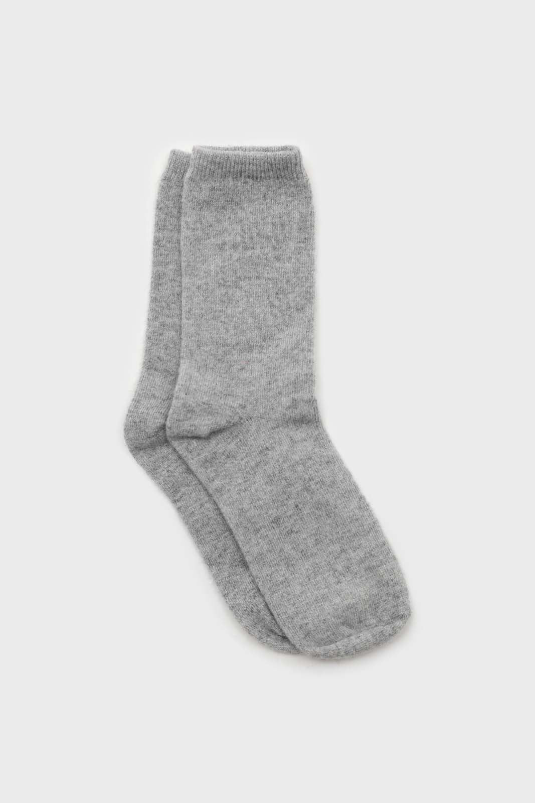 Light grey smooth wool long socks_1