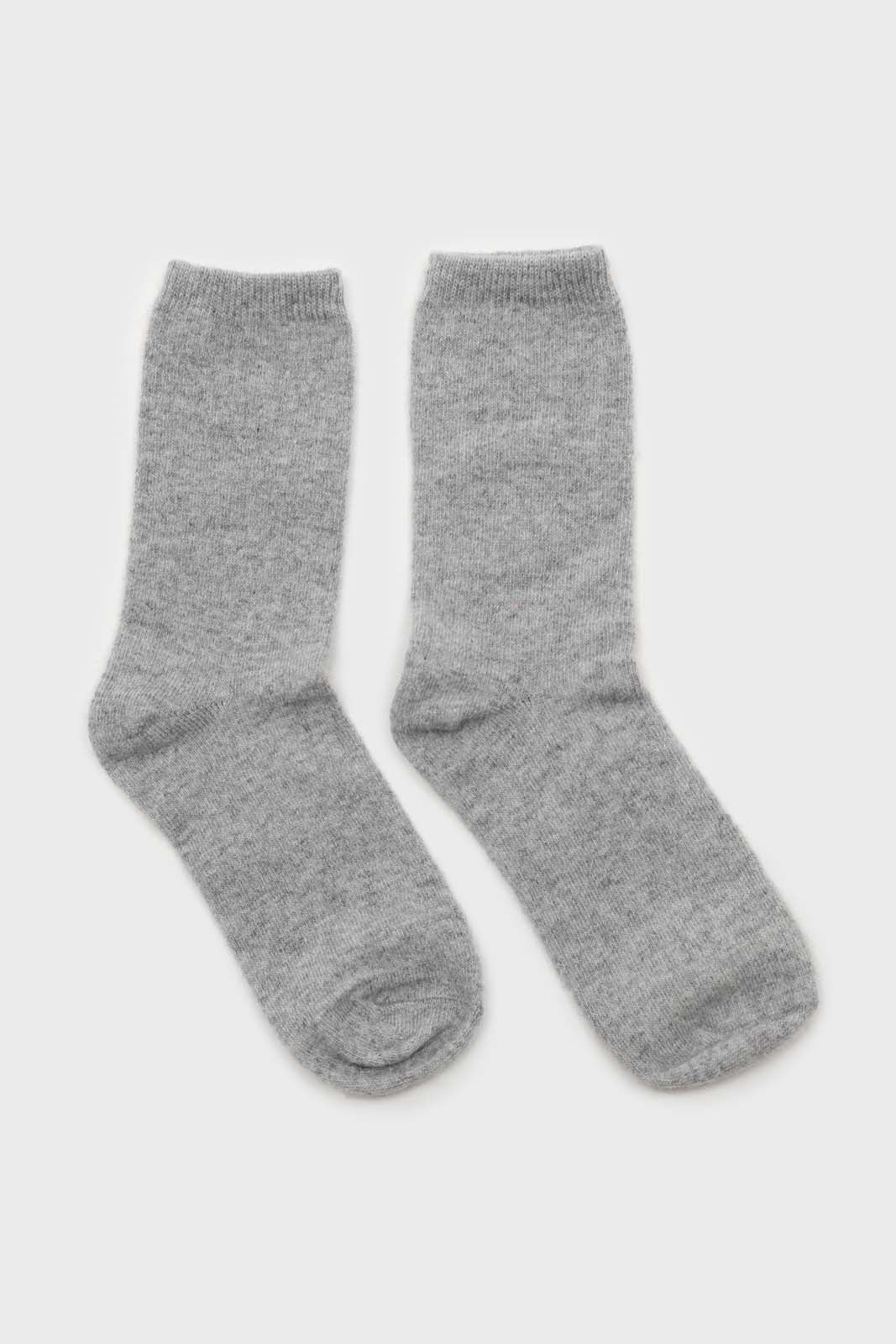 Light grey smooth wool long socks_3