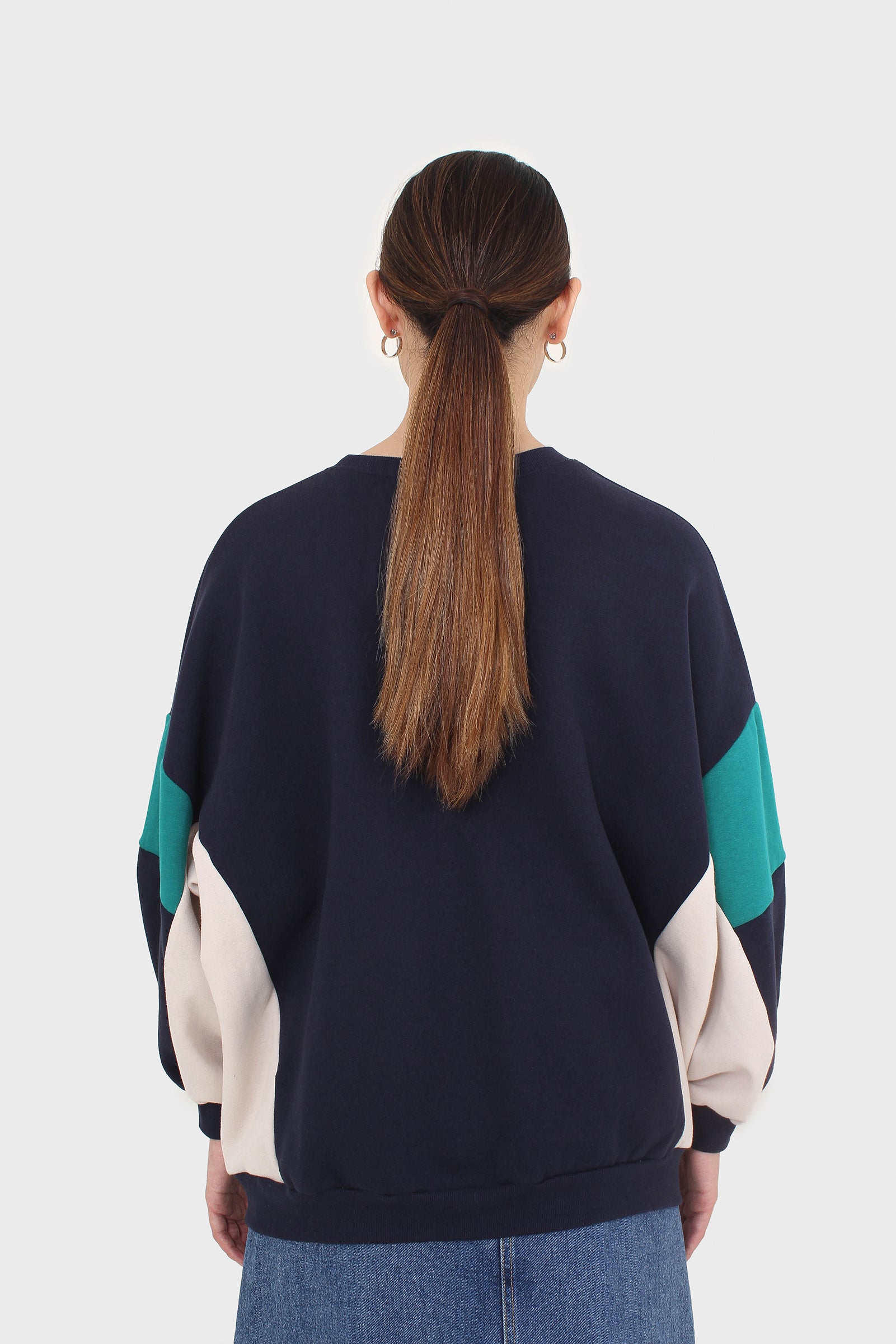 Navy and teal color block oversized sweatshirt_2