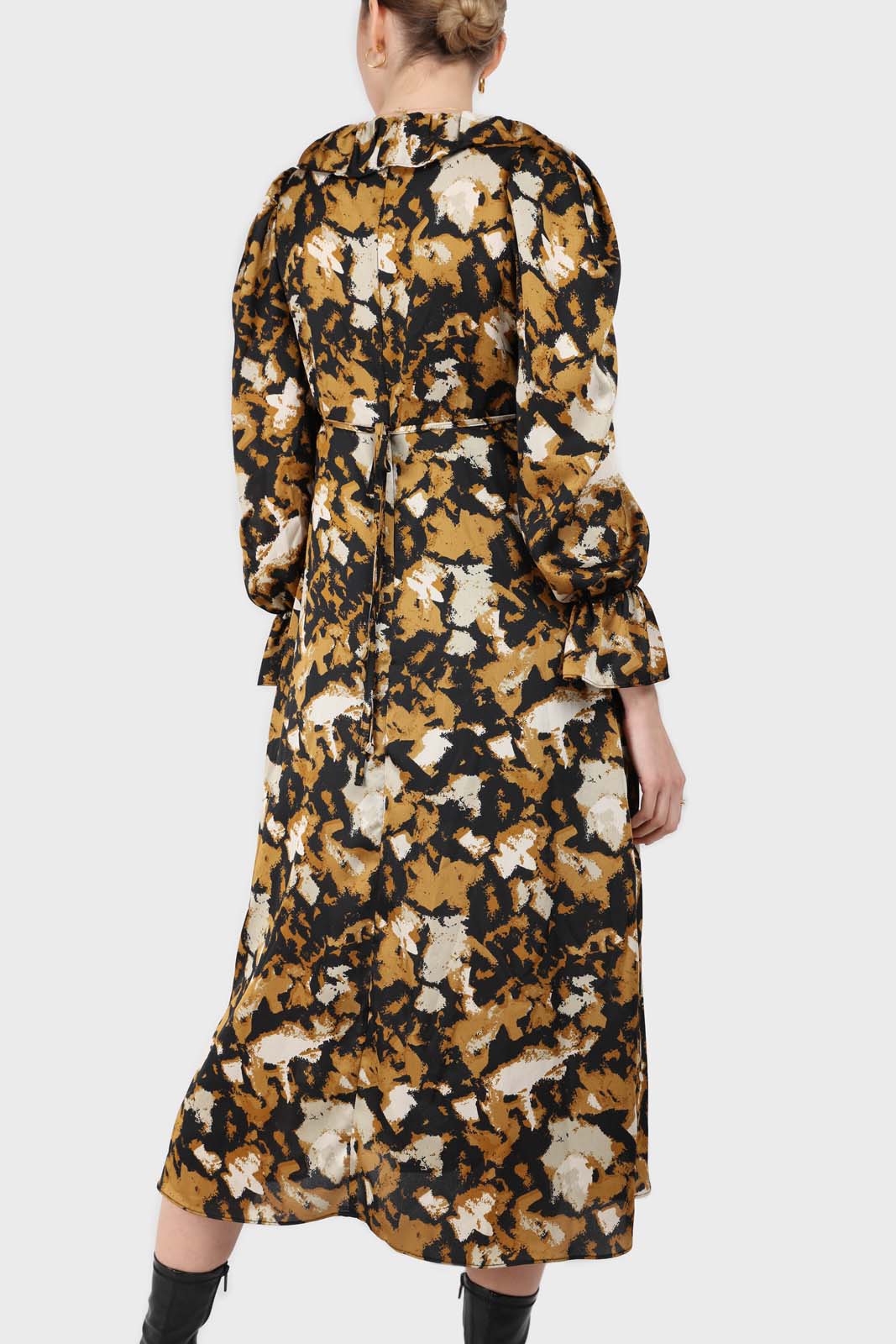 Mustard and black printed wrap maxi dress_8