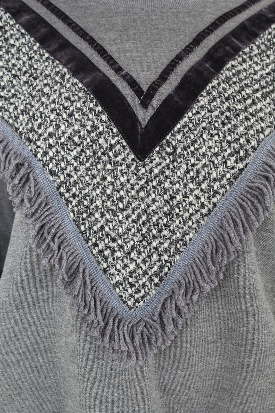 Grey V tweed fringe sweatshirt_10