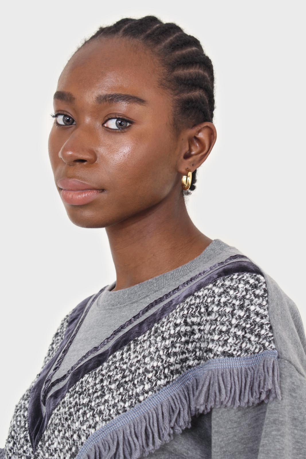 Grey V tweed fringe sweatshirt_8