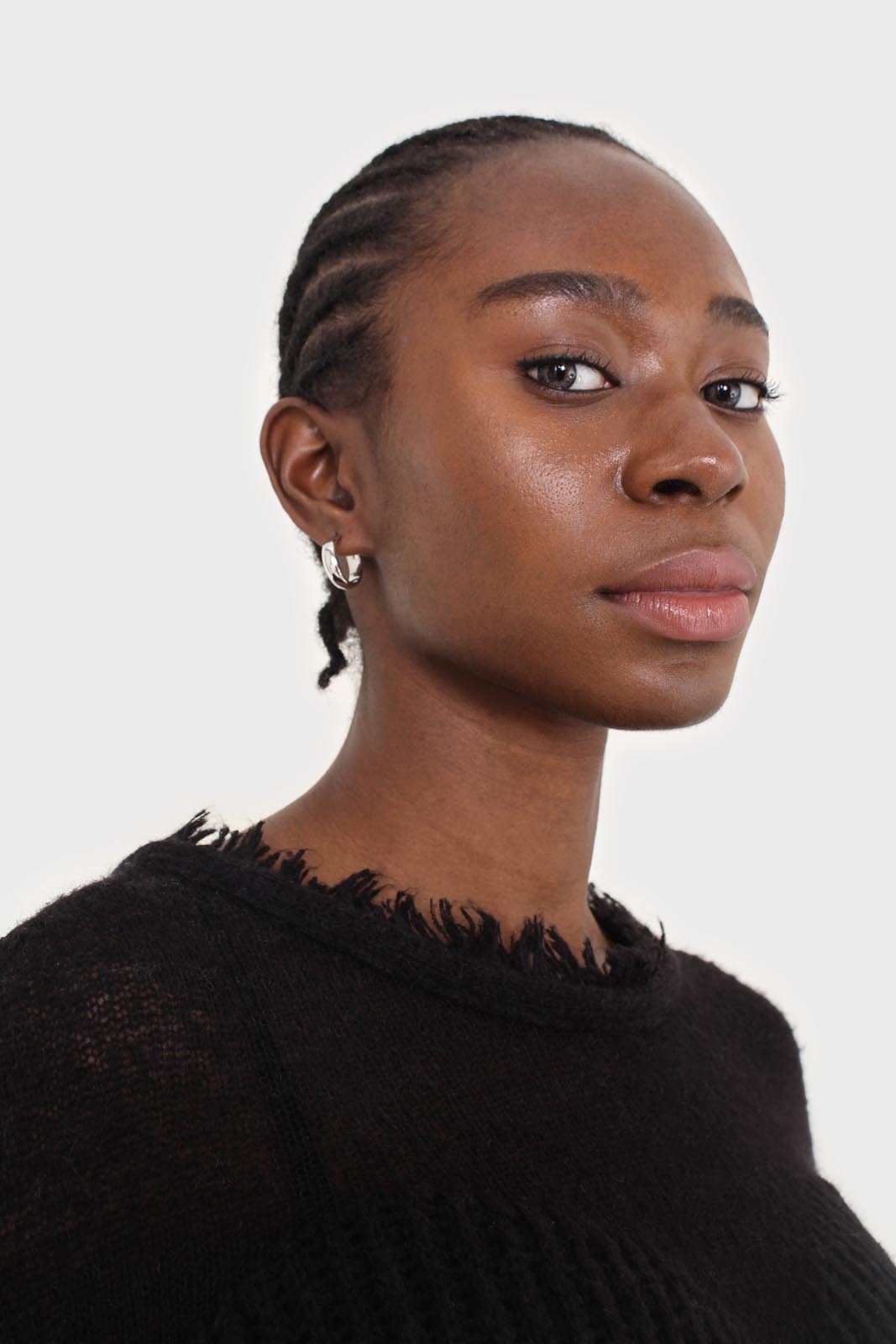 Black ribbed corset ruffle neck jumper_9