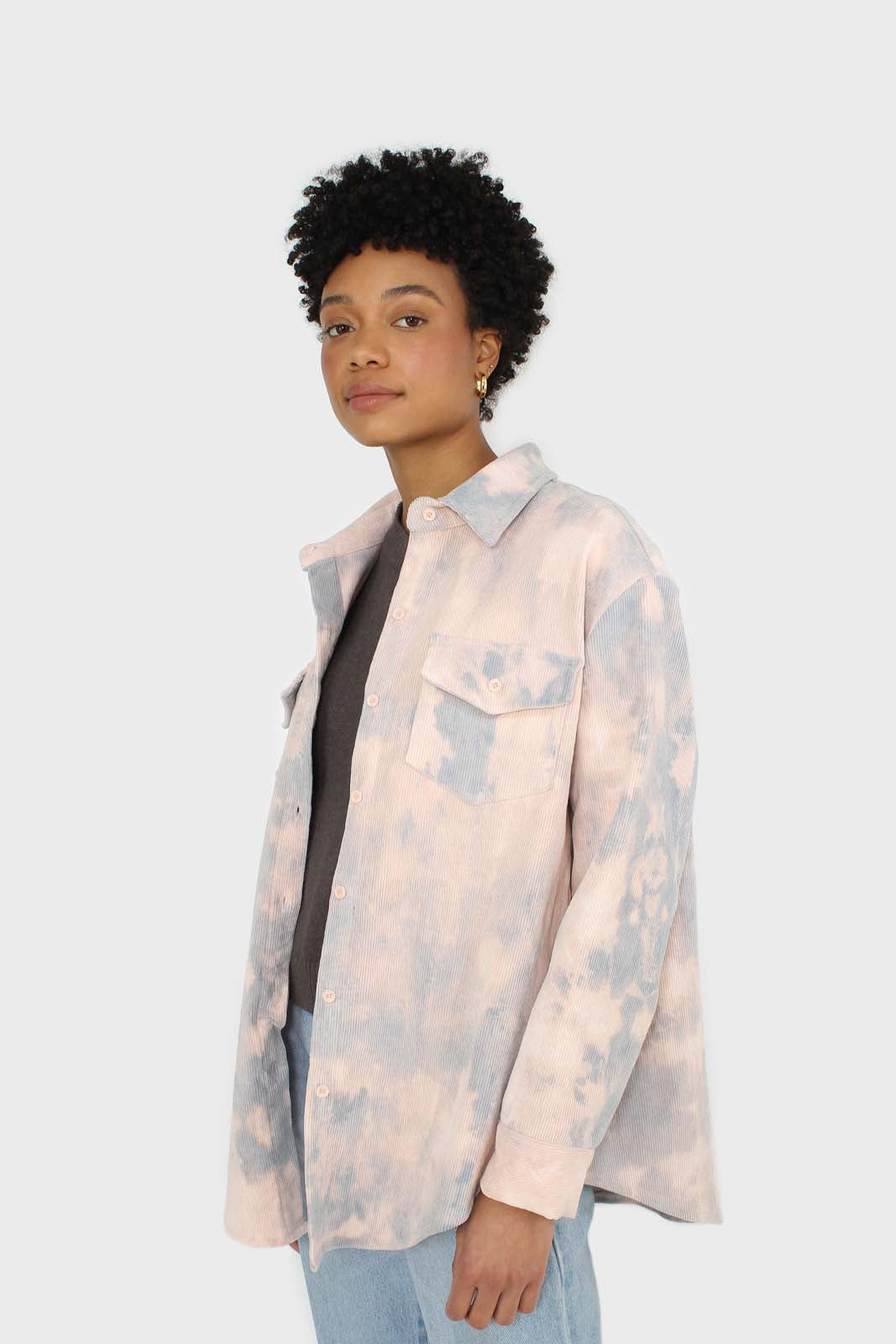 Pale pink and blue tie dye tie waist shirt jacket_10
