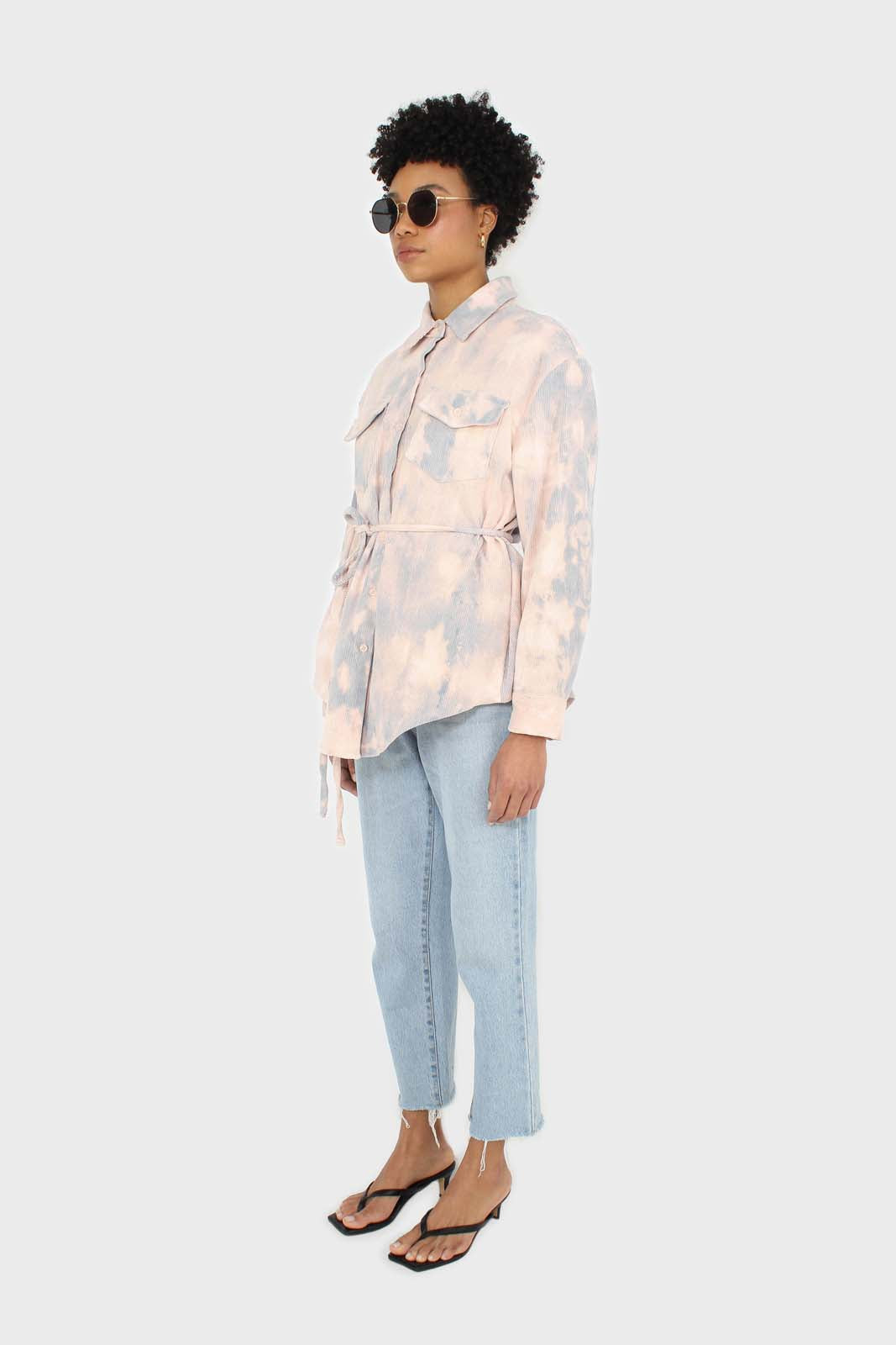 Pale pink and blue tie dye tie waist shirt jacket_4