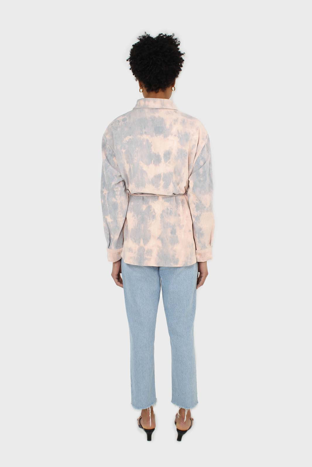Pale pink and blue tie dye tie waist shirt jacket_5