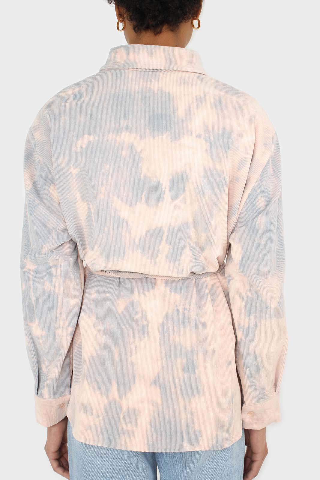Pale pink and blue tie dye tie waist shirt jacket_2