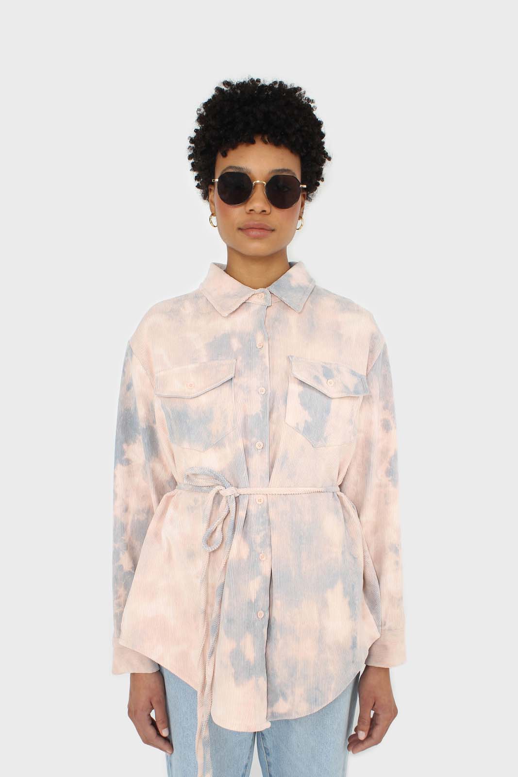 Pale pink and blue tie dye tie waist shirt jacket_6