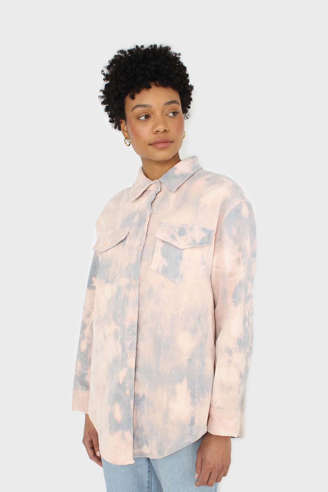 Pale pink and blue tie dye tie waist shirt jacket_9