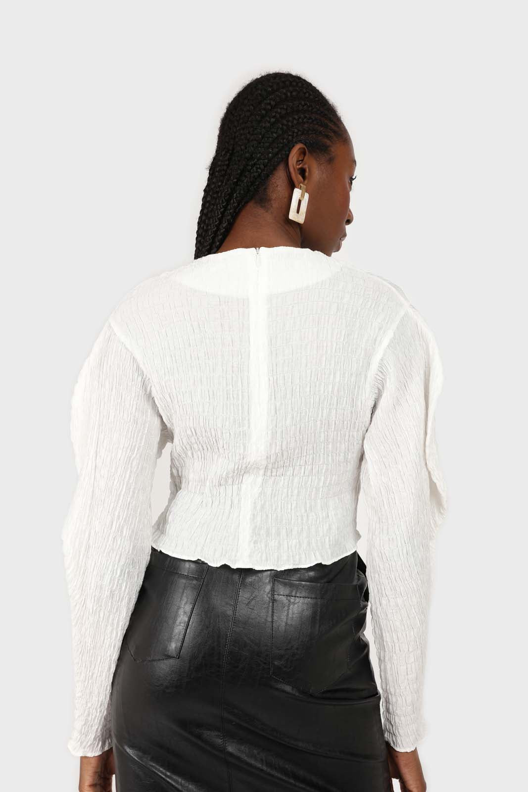 White smocked puff long sleeved top_2