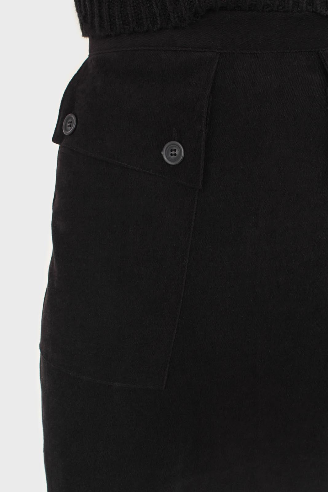 Black double button panel pocket mini skirt_8