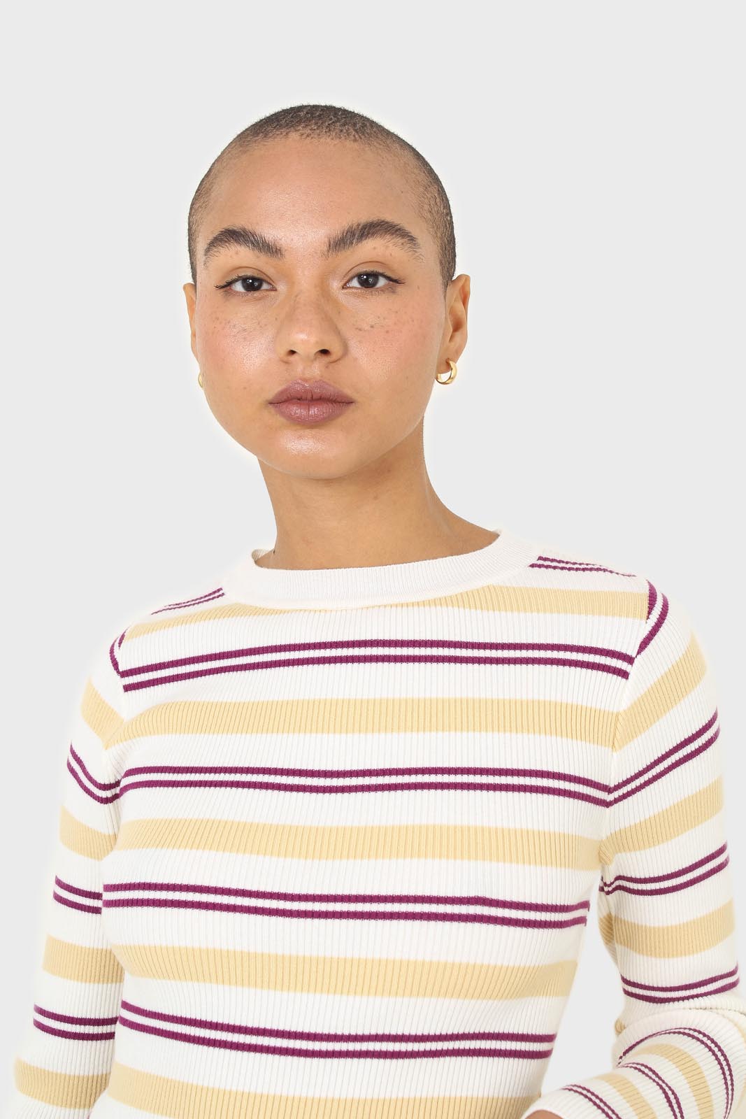 Ivory purple and yellow multistripe knit top_7