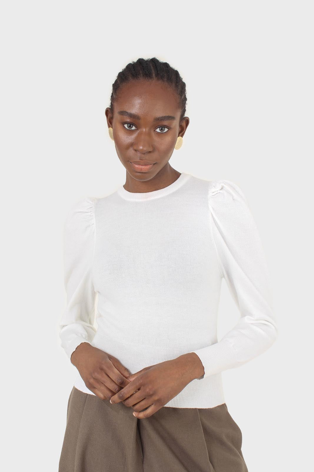 White glitter balloon sleeve knit top_2