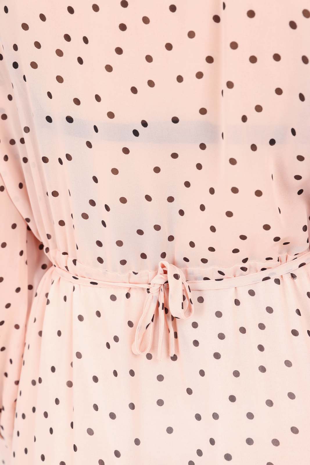 Pink and black polka dot long sleeved maxi dress_18