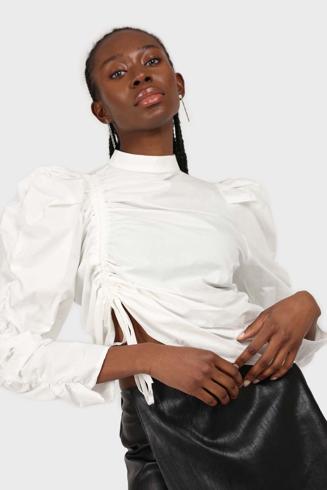 Ivory Side shirring long sleeved top_3