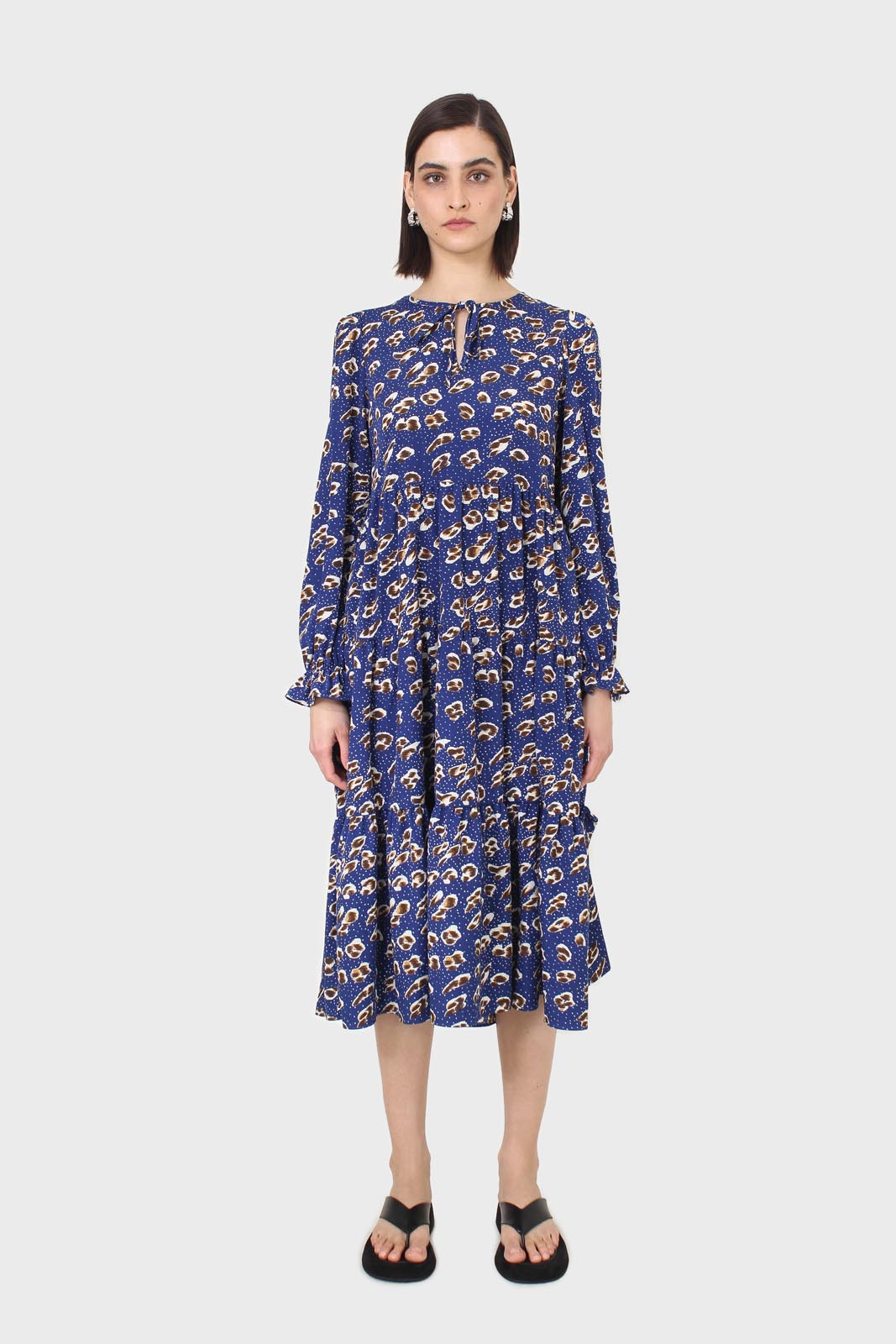 Cobalt floral printed tiered ruffle maxi dress_1