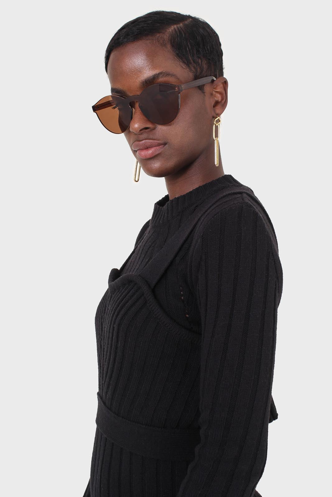 Black wool dress bustier set_8