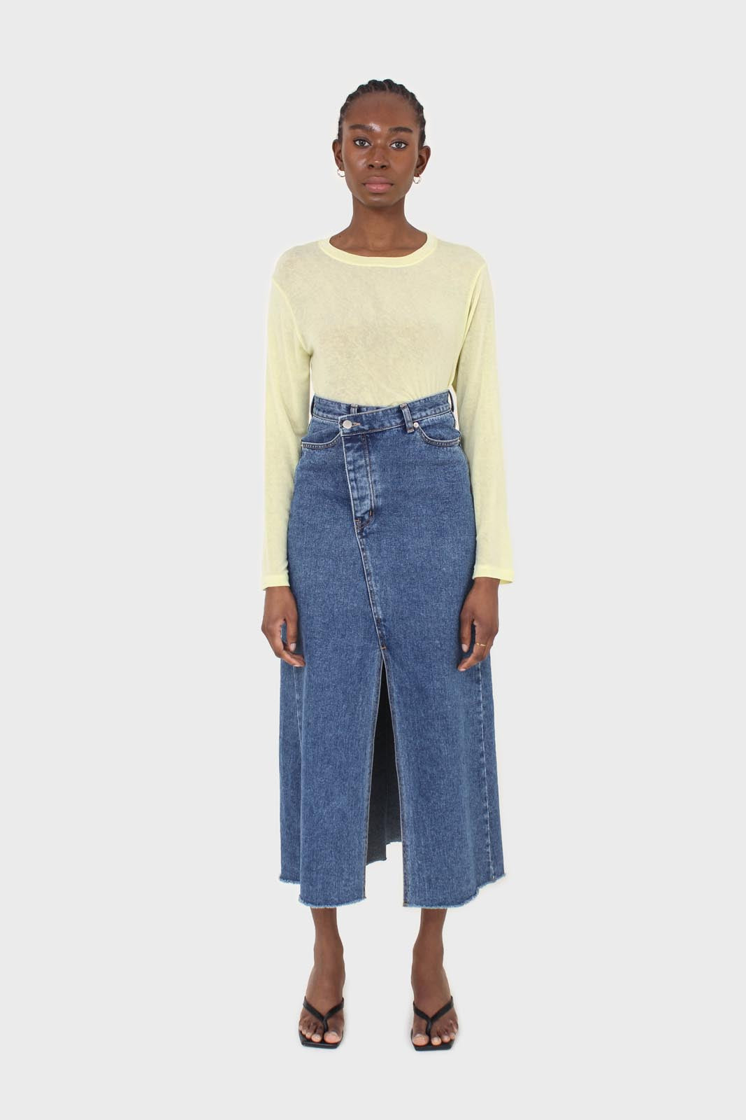 Pale yellow long sleeve jersey top_3