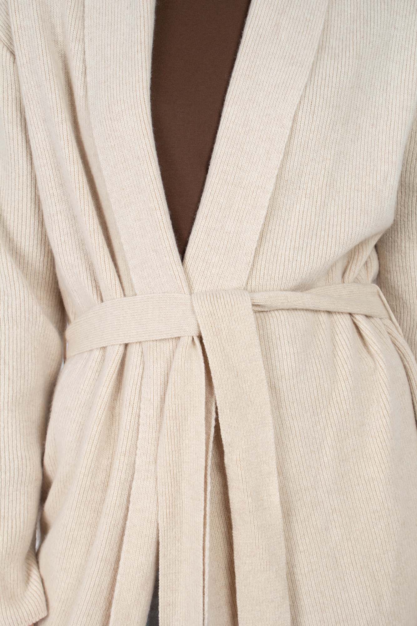 Beige wool blend extra long cardigan_3